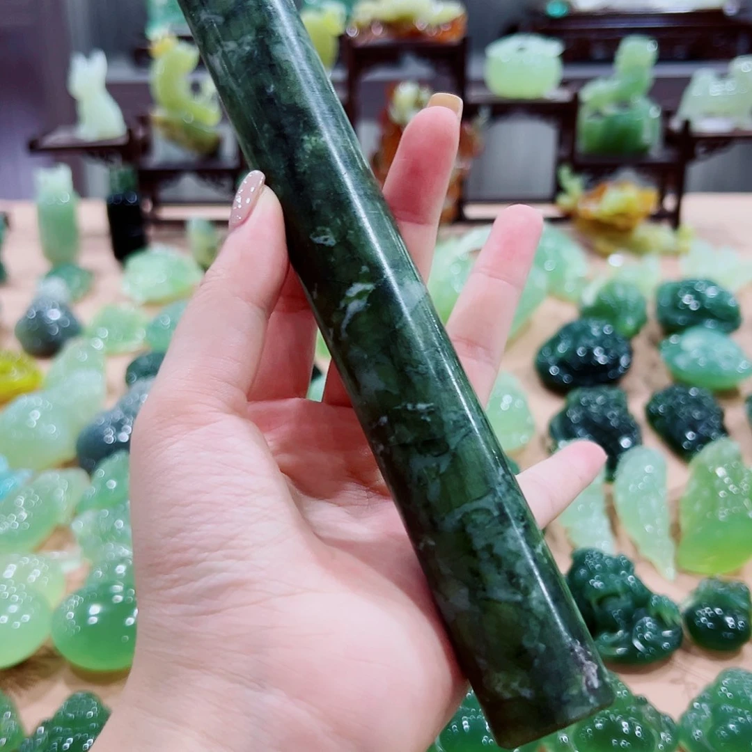 蛇纹石玉未镶嵌擀面杖