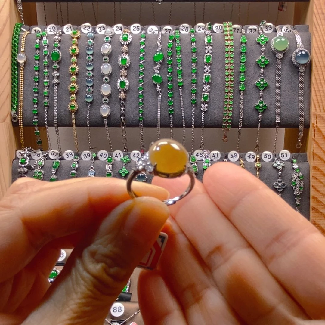 颈饰银S925镶嵌翡翠翡翠戒指