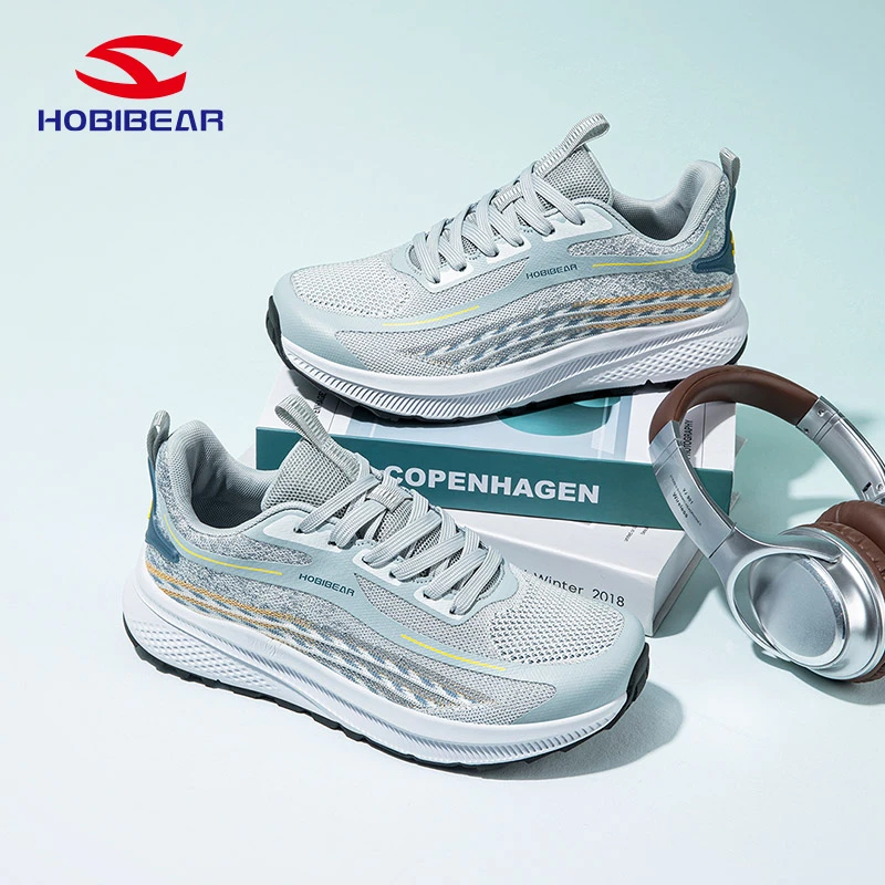 HOBIBEAR夏季男鞋2025新款透气薄款网鞋男士鞋子宽楦鞋宽头运动鞋