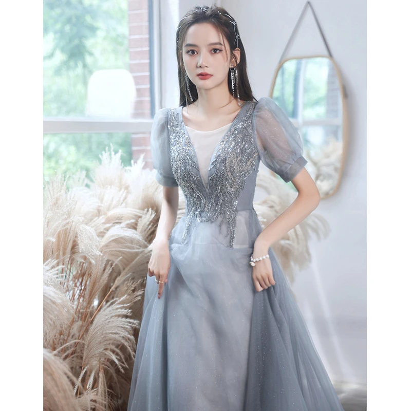 夏季气质时尚法式小众复古设计感轻奢晚礼服宴会长款婚纱 女