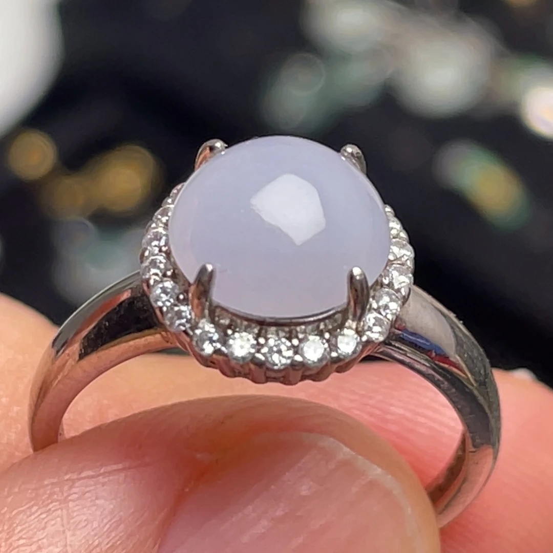 翡翠银S925镶嵌戒指纯天然缅甸翡翠A货