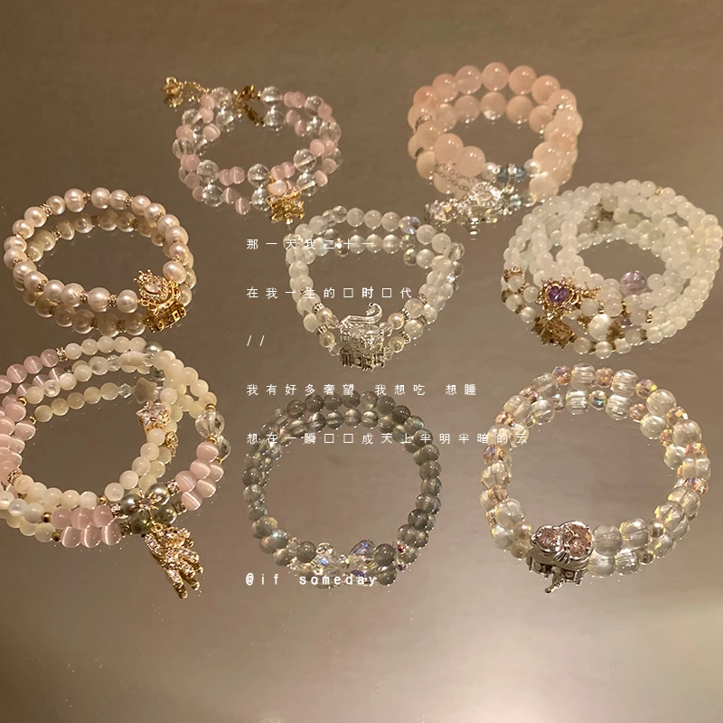 合金莫桑石手链 小众百搭可爱少女设计感简约手串时尚手饰