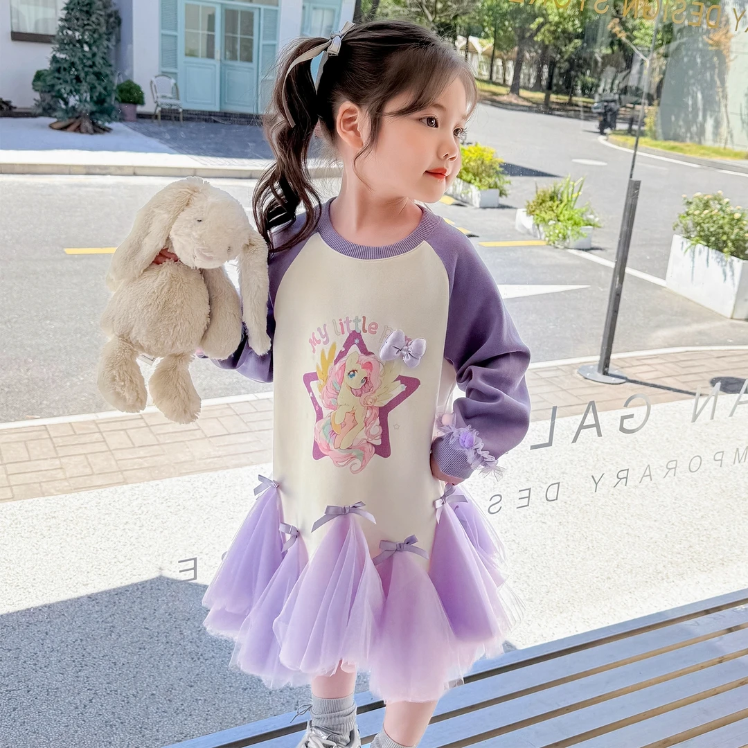 女童裙子秋装新款公主风卡通风春季长袖女连衣裙公主洋气秋装宝宝
