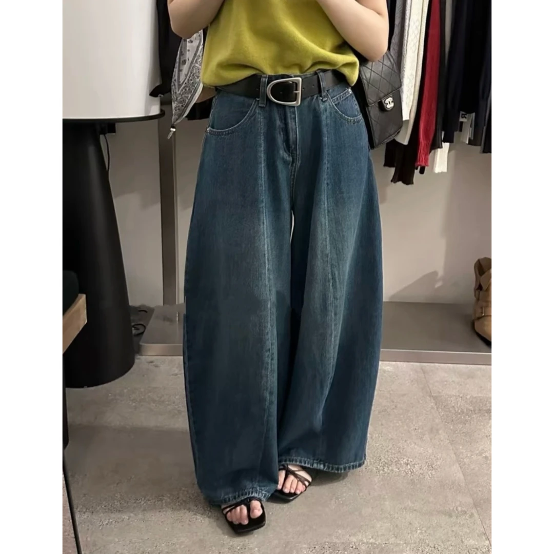 【秋冬款】显瘦高腰软牛仔宽松休闲时尚韩版大裤腿奶奶裤