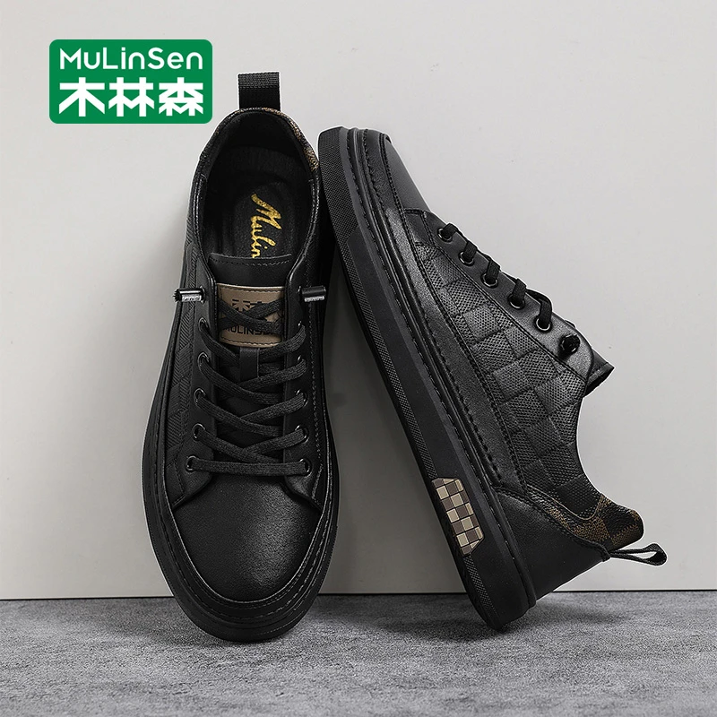 木林森男士板鞋2025新款秋季鞋子男款低帮百搭软底运动休闲潮鞋