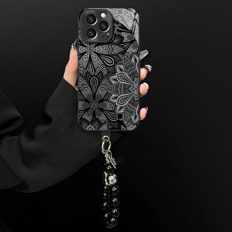 电镀玻璃适用苹果/oppo/华为/vivo/小米高级感复古图腾创意手机壳