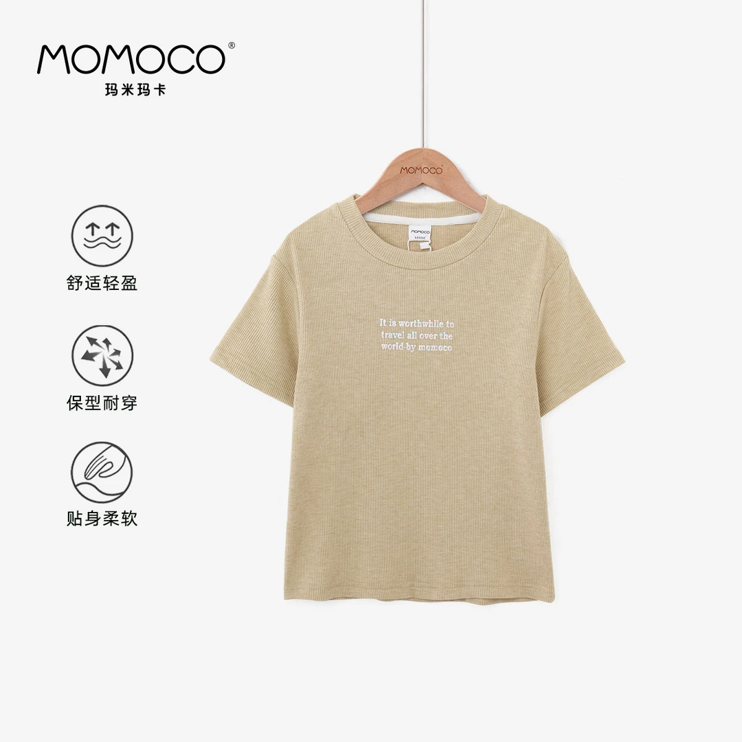 MOMOCO夏季女童多彩字母夏款印花T恤时尚童装上衣儿童75630235019