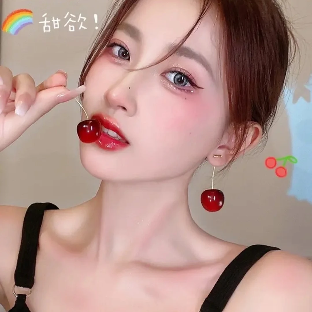 合金合成锆石耳饰 合金亚克力耳饰 合金亚克力耳饰酒红色