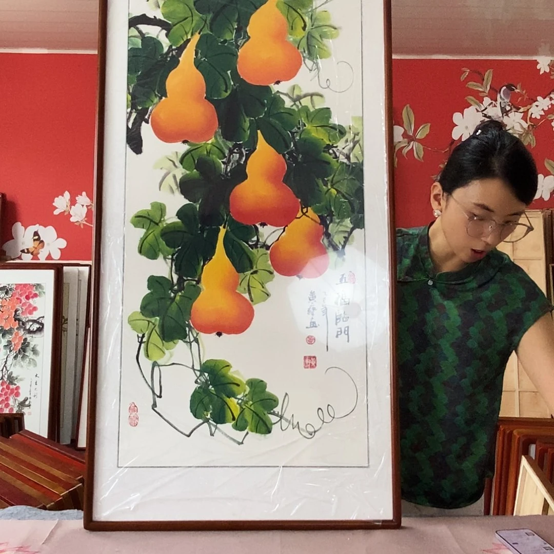 国画手写手绘带框包邮62✖️122国画作品