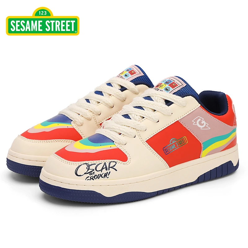 芝麻街鸳鸯拼色小白鞋2025春夏彩虹ins潮运动鞋爆款百搭板鞋女鞋