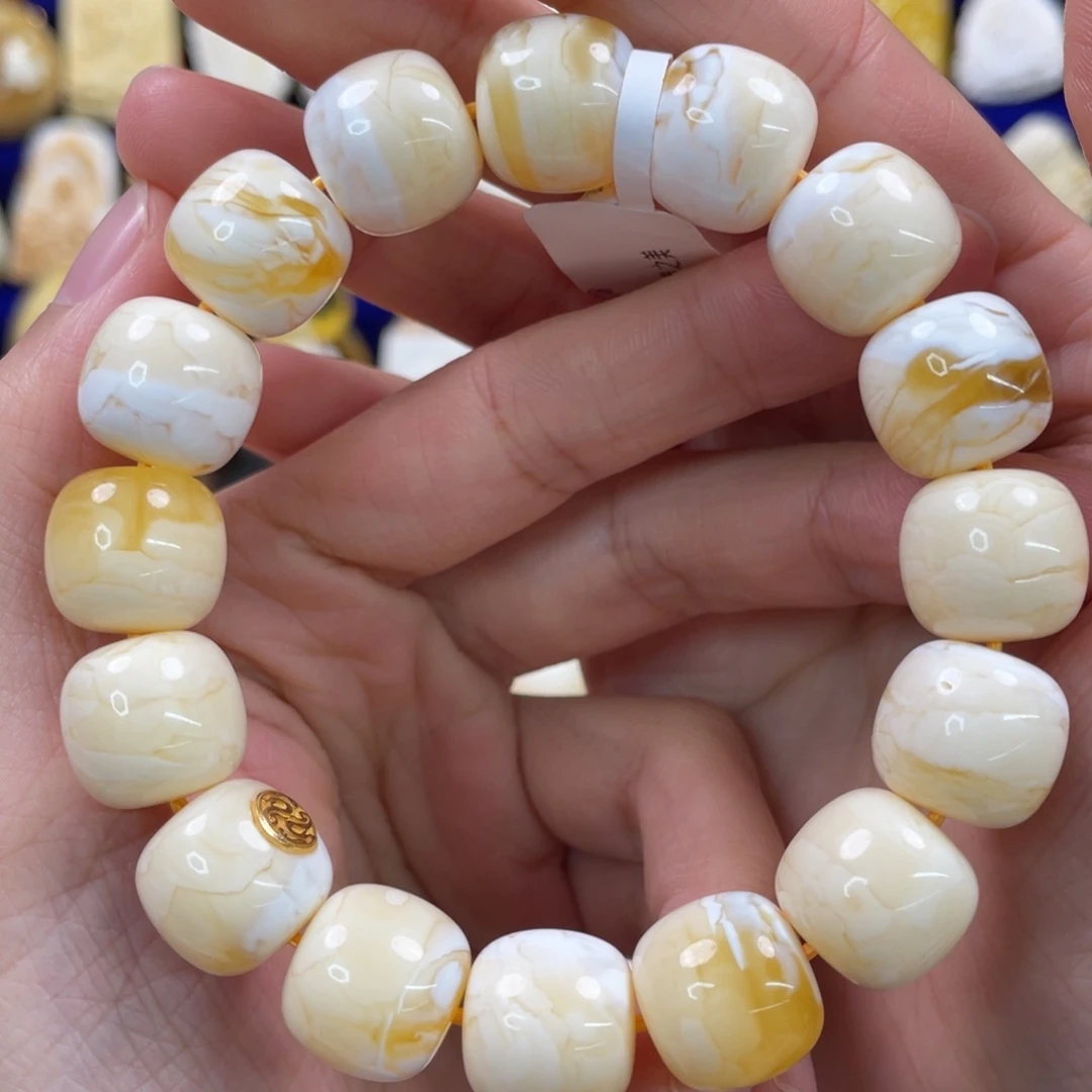 蜜蜡裸石未镶嵌琥珀蜜蜡手串卡14mm