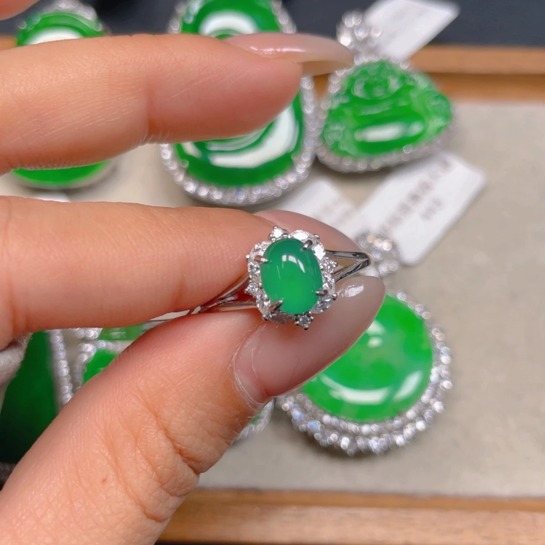 吊坠(不含链)银S925镶嵌翡翠