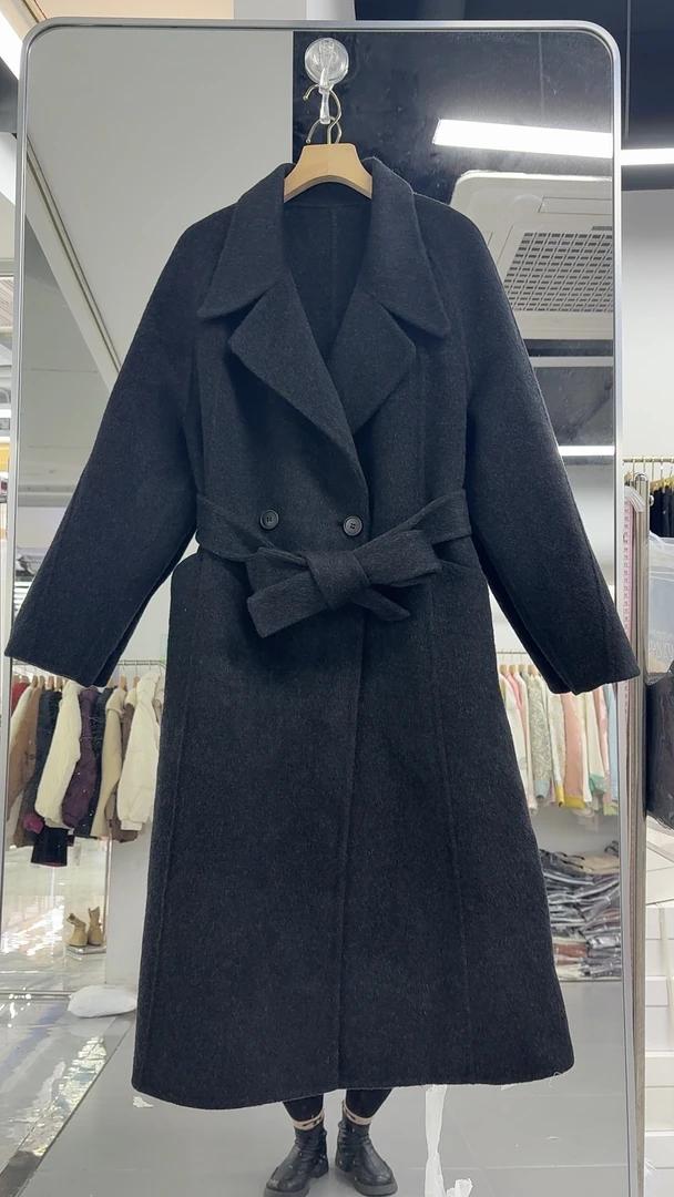静静推荐 新款西装领腰带款双面大衣22c818