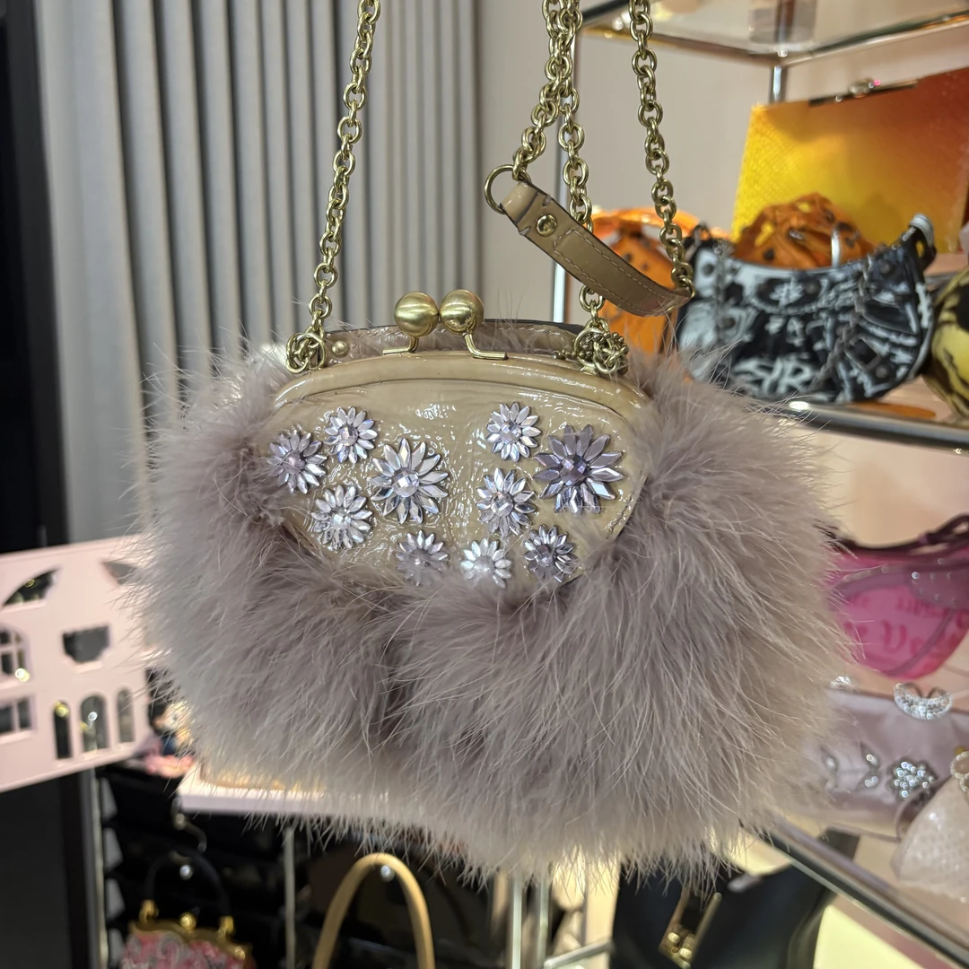 95新 COACH/蔻驰 辣辣/超好看灰紫鸵鸵单肩斜挎包