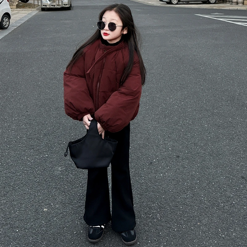 女童加厚棉服外套洋气上衣时髦童装中大童2025秋冬新款保暖上衣潮