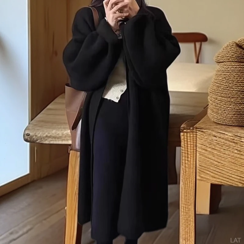 冬季毛衣女款2025新款韩系设计感中长款宽松休闲ins慵懒风上衣潮