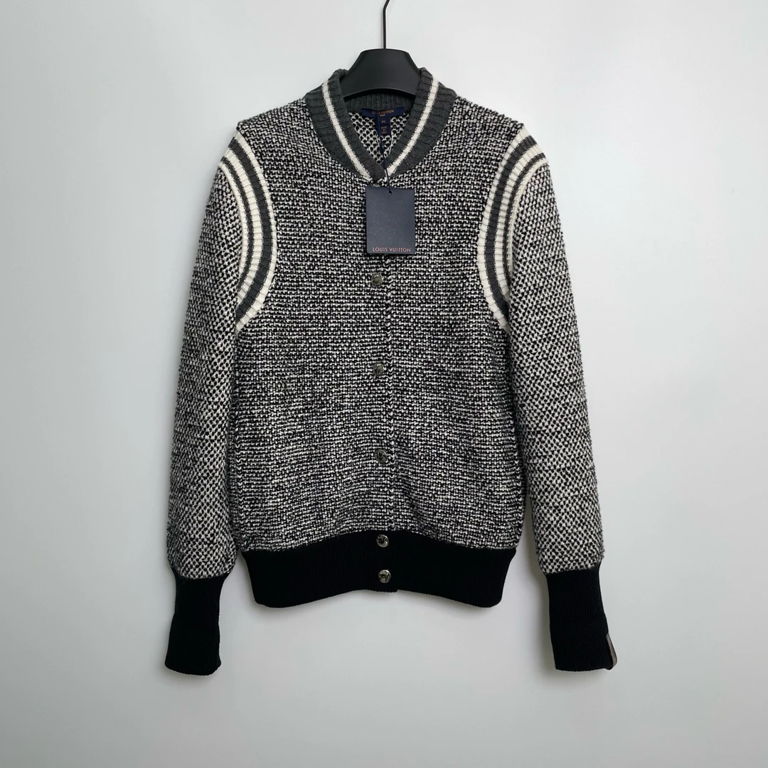 未使用 LouisVuitton/路易威登 A100576/黑灰粗呢棒球夹克/XS码