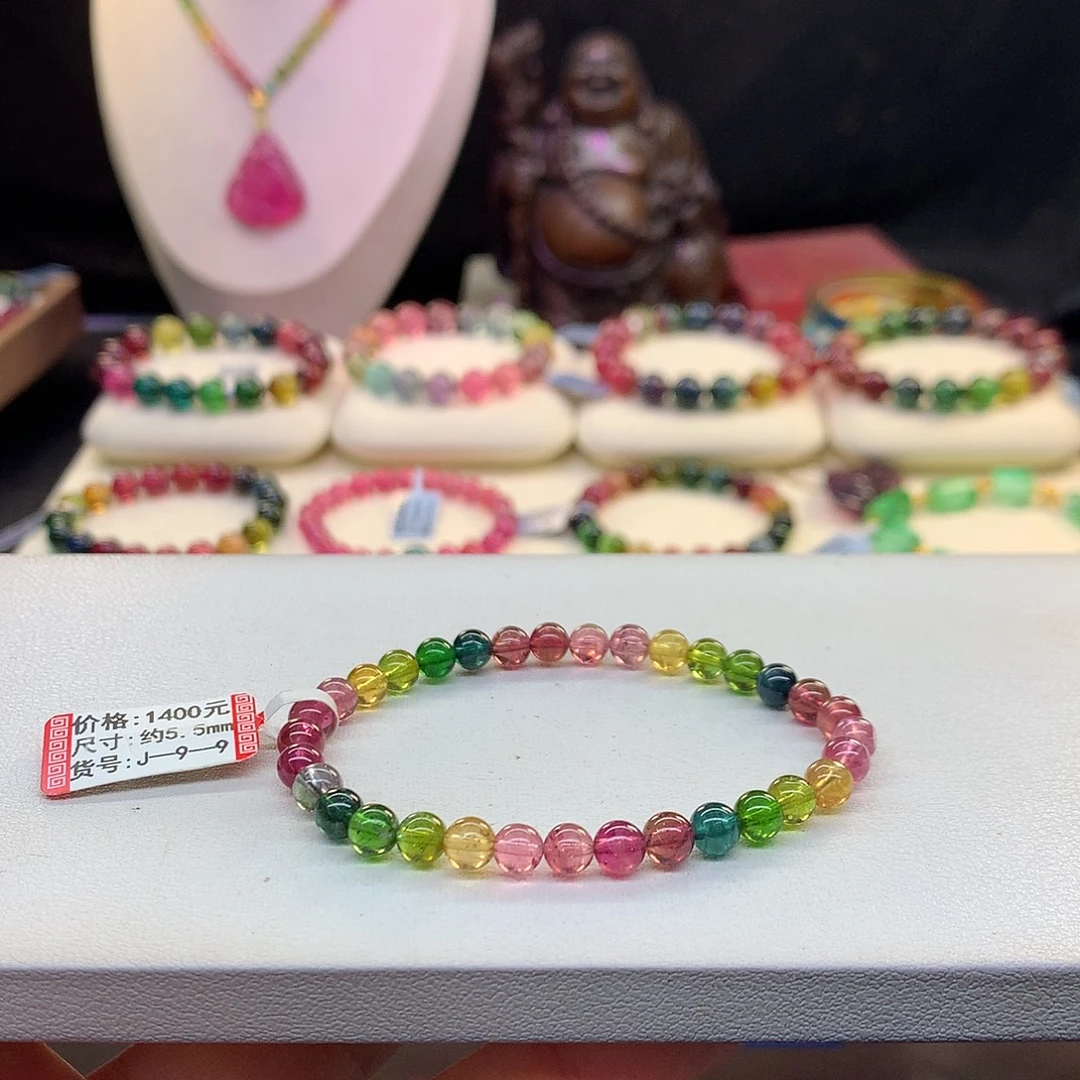 渡***鸽未镶嵌手串碧玺彩虹5.5mm