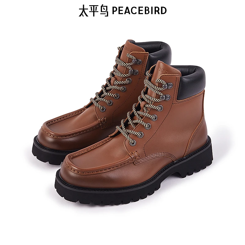 【商场同款】太平鸟男装高帮工装皮鞋春冬马丁靴潮 B1ZAE4B28