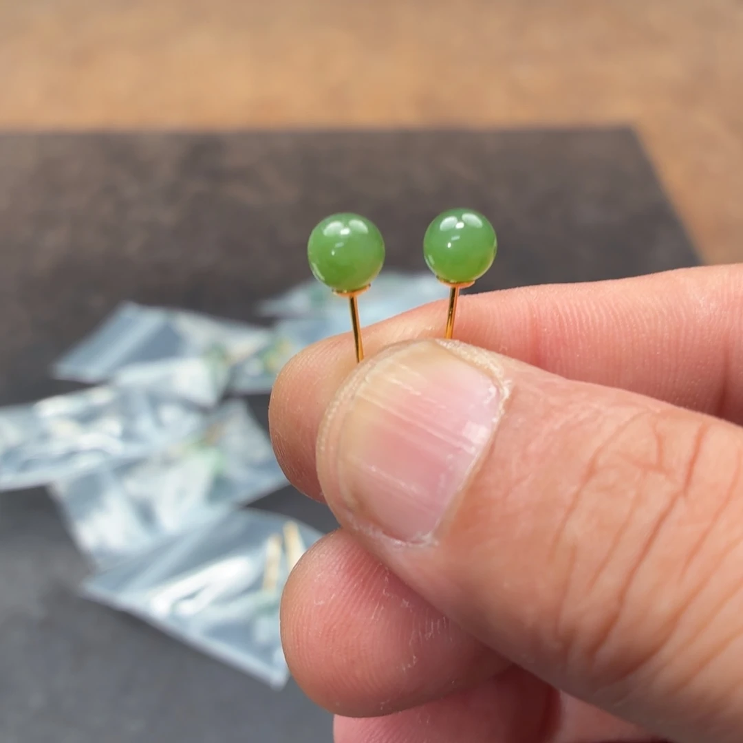 和田玉银S925镶嵌耳饰