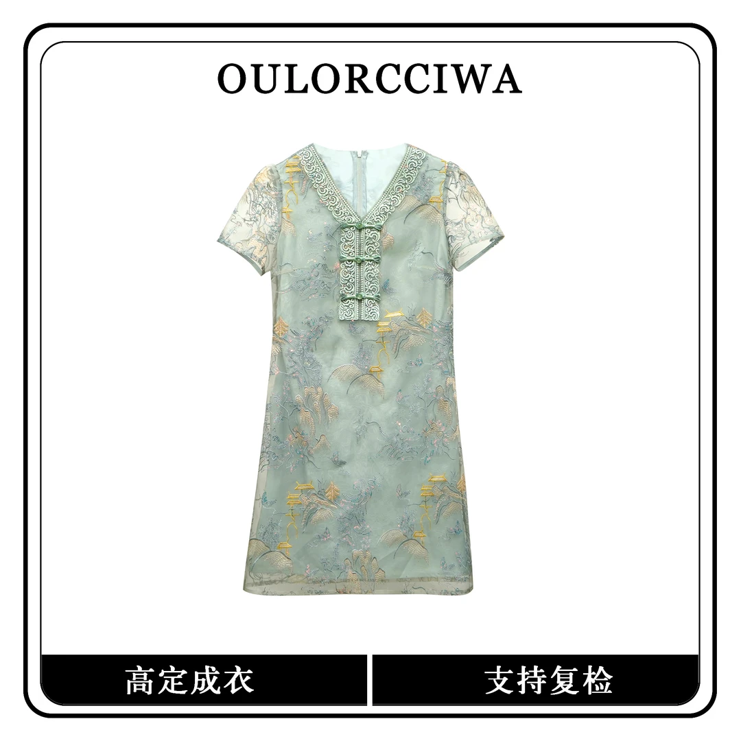 欧洛启瓦新中式夏新款时尚高档连衣裙OLQW-1506