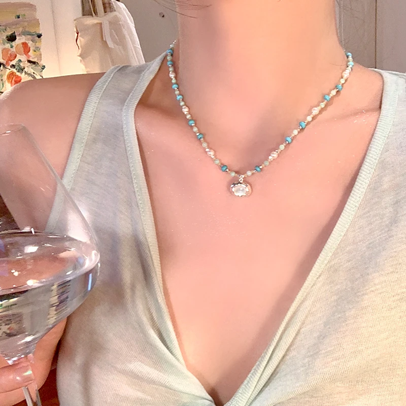 钛钢项链 波西米亚串珠小众项链女吊坠高级感轻奢锁骨链颈链配饰