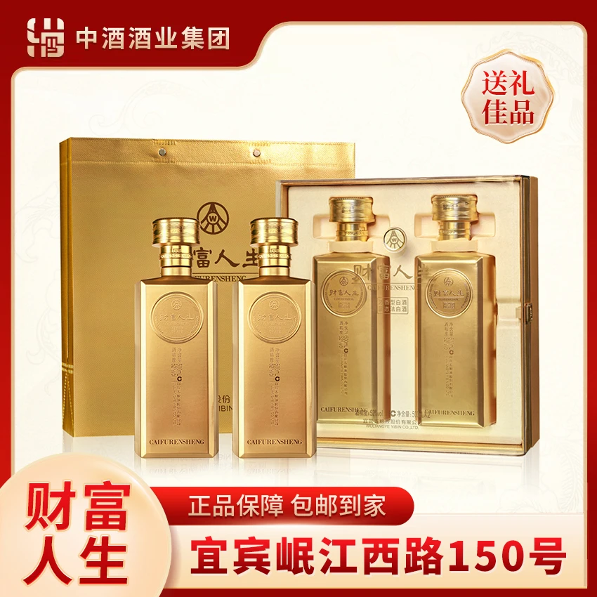 財富人生五粮液股份出品 金砖双支礼盒 浓香型白酒52度500ml