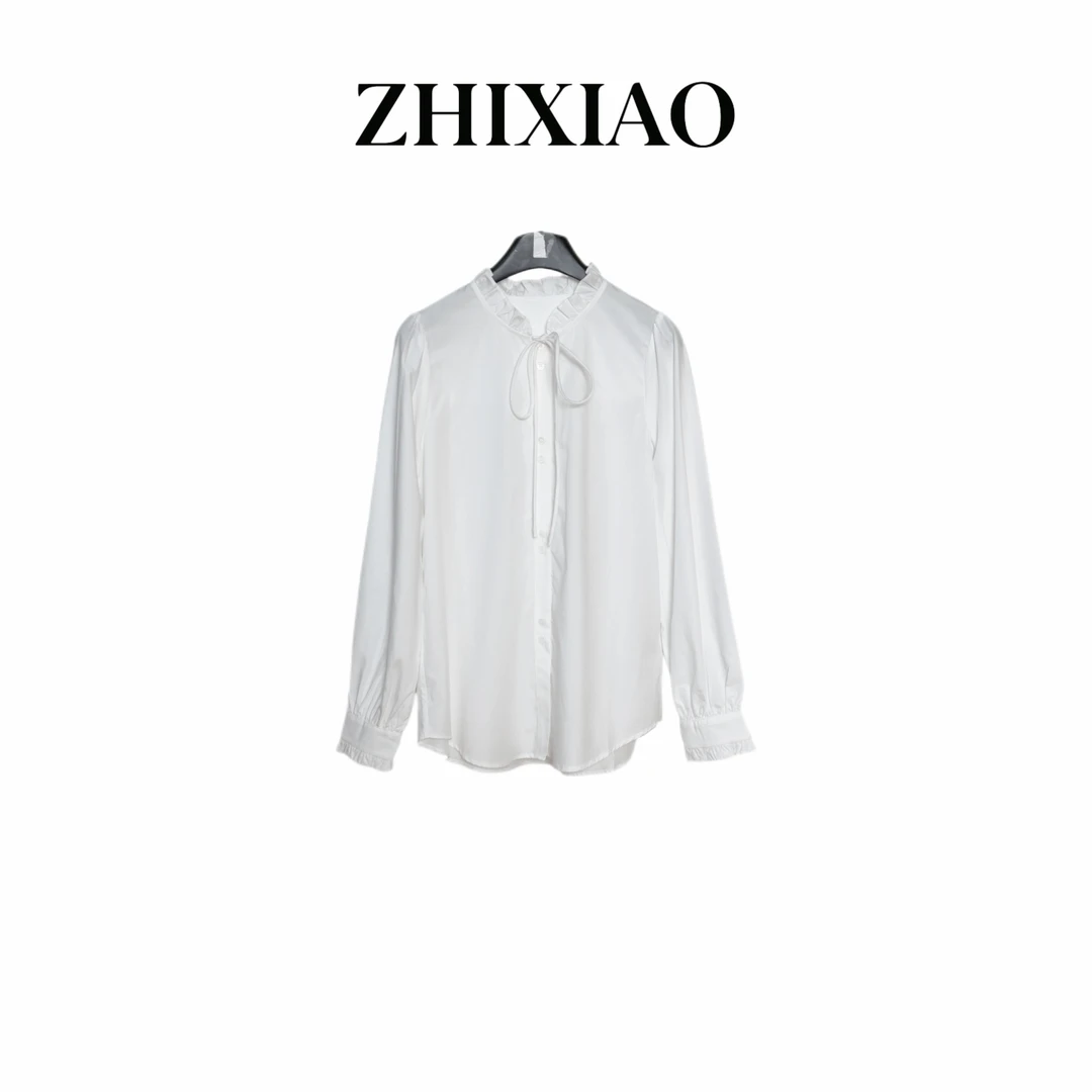 【ZHIXIAO】夏季新款：花领绑带衬衣025