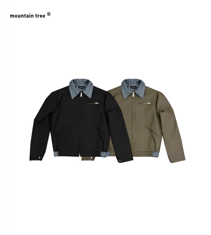 mountain tree秋装新品 老钱氛围感短宽千鸟格西装夹克休闲百搭