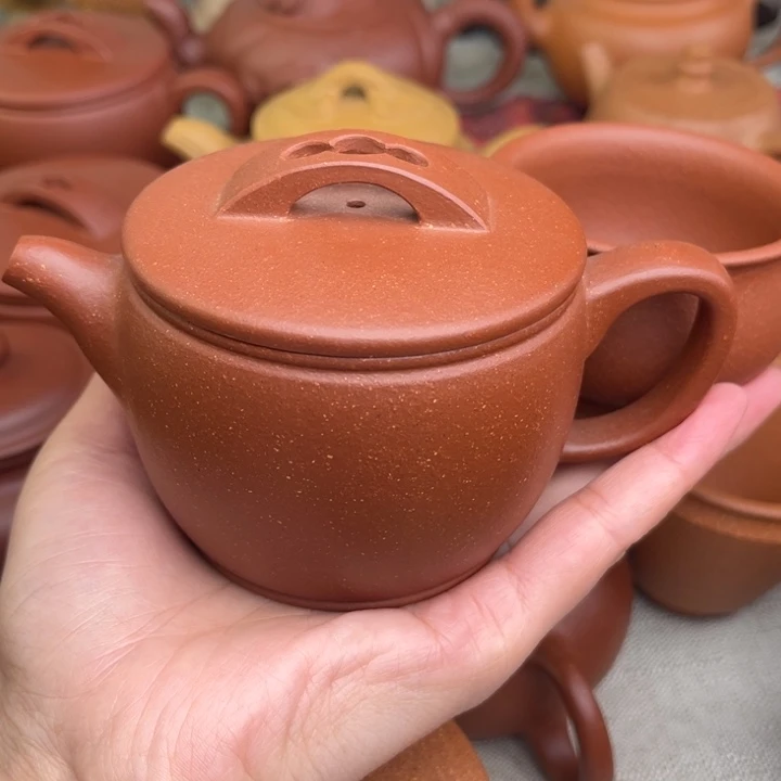 紫砂茶壶原矿红降坡汉瓦精工半手220cc