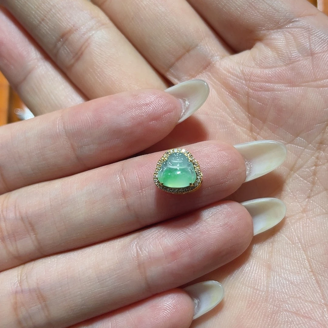 翡翠18K金镶嵌吊坠(不含链)