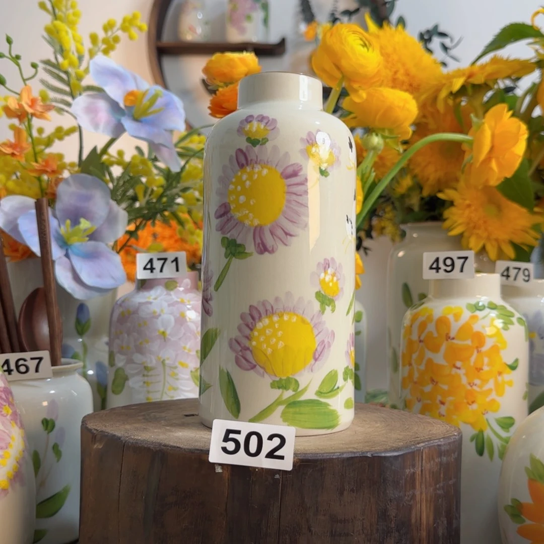 摆件景德镇陶瓷手绘小花瓶摆件无孔