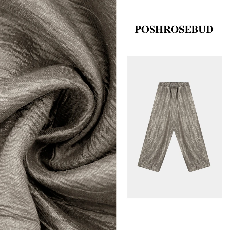 POSHROSEBUD【流光裤】莱赛尔醋酸混纺宽松阔腿九分休闲裤-W61690