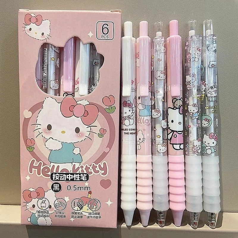 凯蒂猫软握按动中性笔卡通ins高颜值学生女小众KT猫刷题速干黑笔J