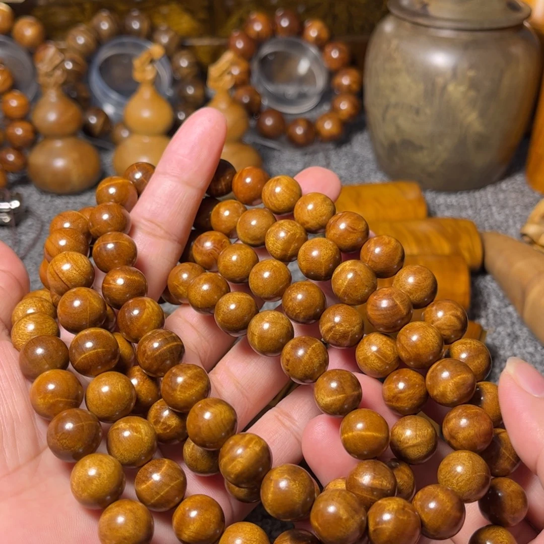 金丝楠枯木佛珠手链1.2