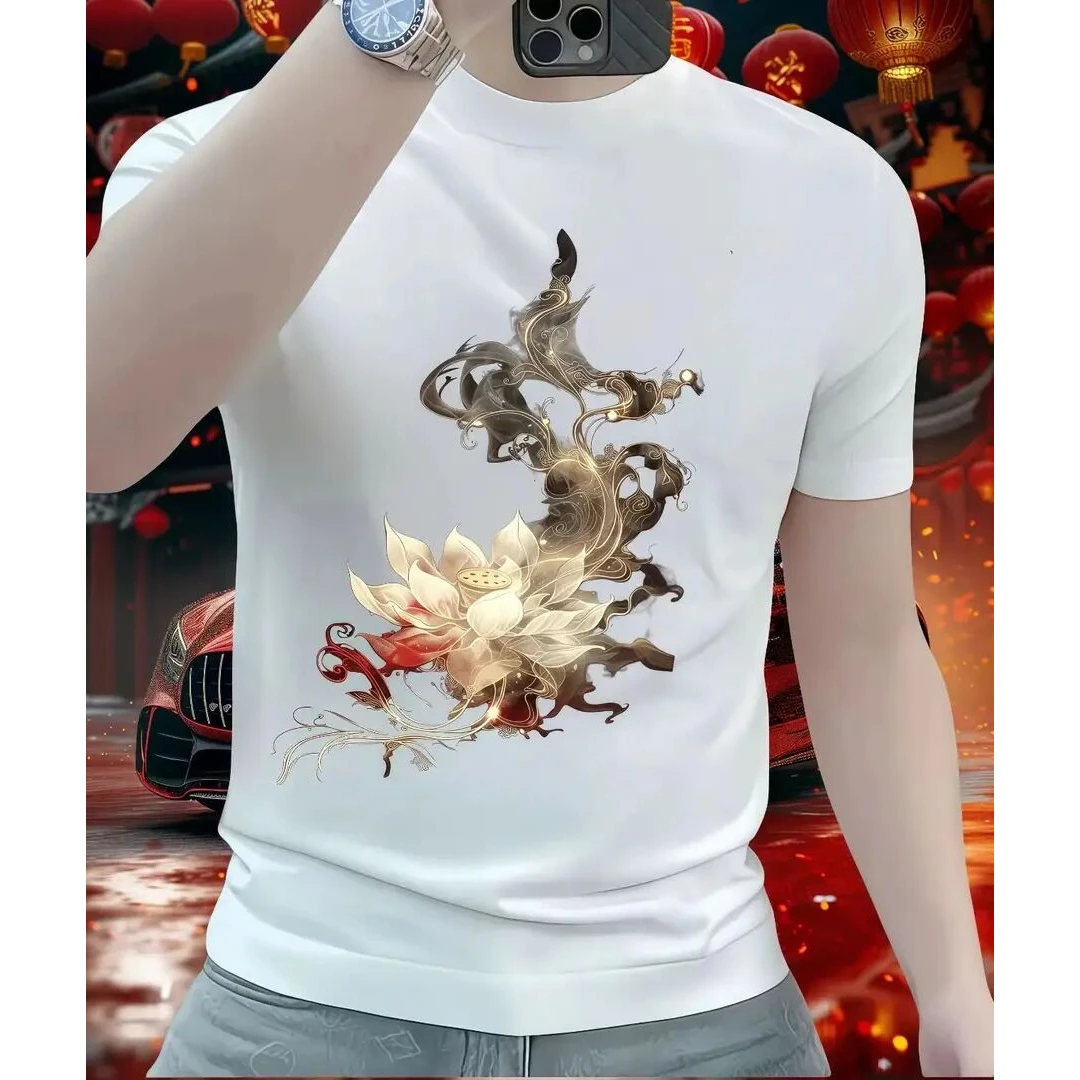 JEEPSPIRIT新款宽松短袖男潮流上衣个性设计感字母印花休闲秀禾服