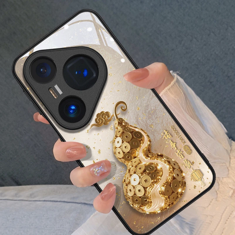 招财金币葫芦适用于华为pura80pro手机壳玻璃网红同款数码配件ins