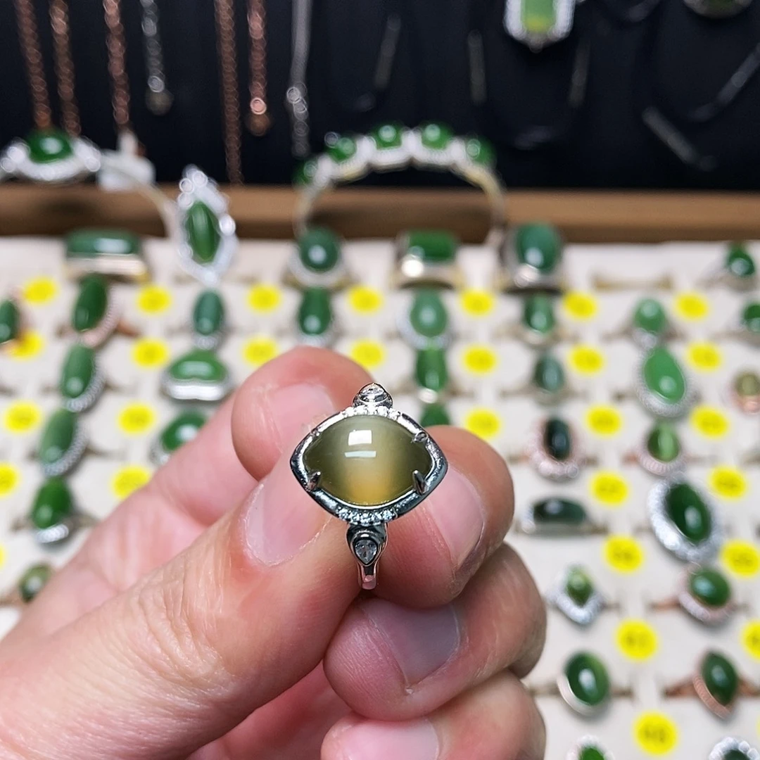 和田玉（碧玉）银S925镶嵌颈饰