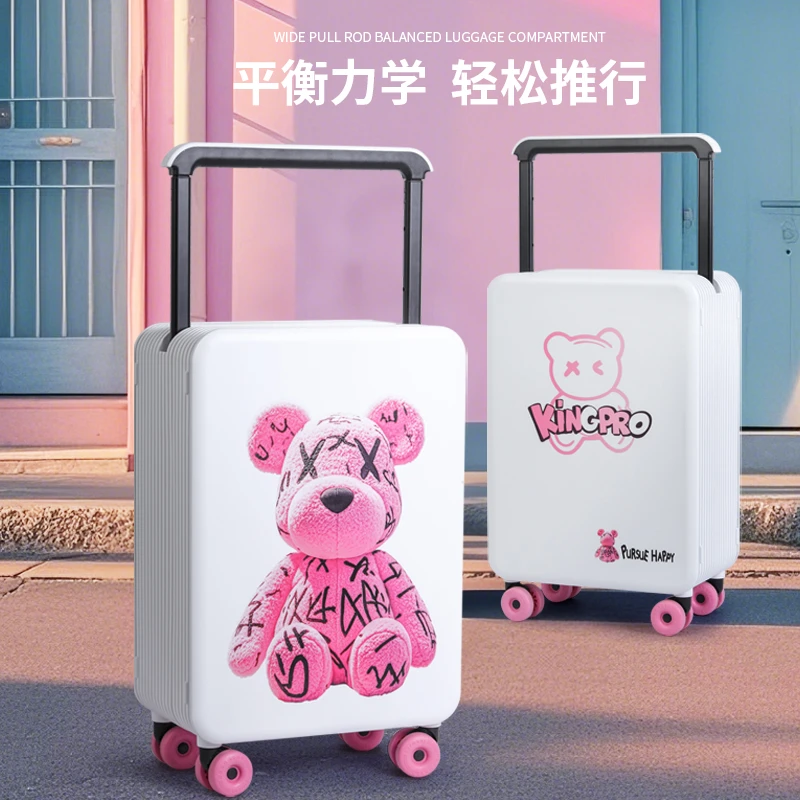 ACD【粉色熊】高颜值ins男女拉杆箱旅行箱加厚耐用儿童拉杆行李箱