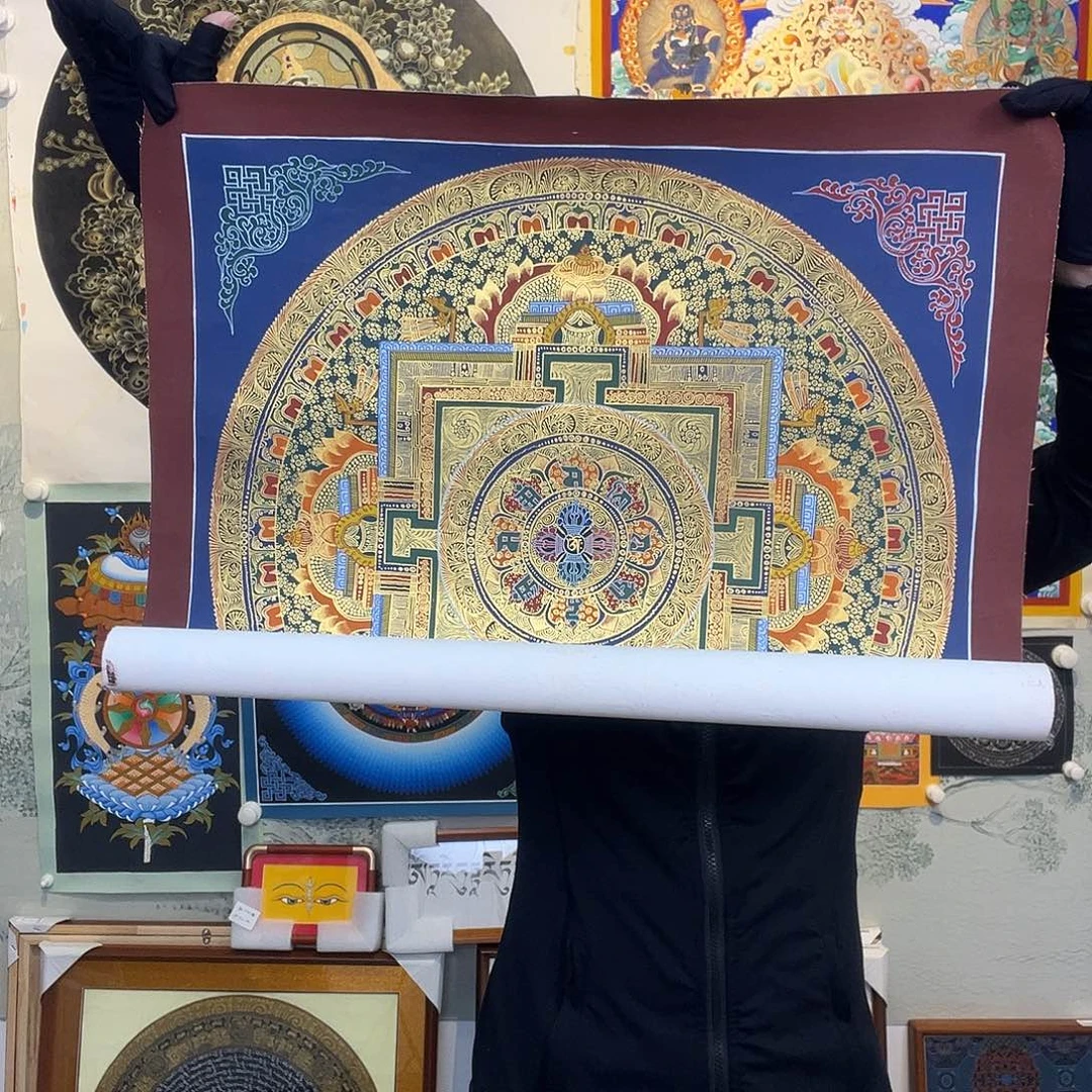 卷轴画纯手绘坛城唐卡50厘米左右