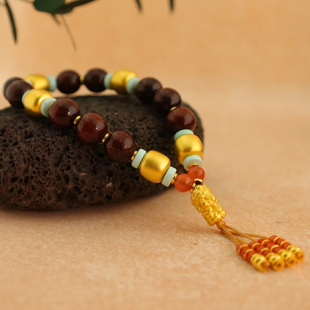 福利889/克【黄财财】宝宝珠文玩老型珠串古法金黄金足金999手串