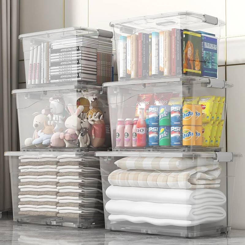 衣物收纳箱透明批发衣服收纳盒带盖塑料整理箱子特大号储物箱加厚