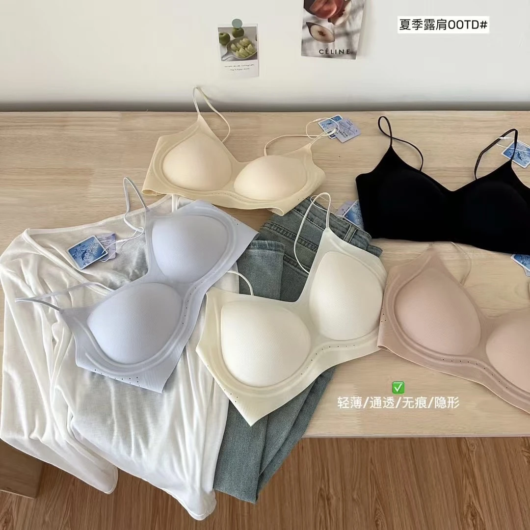 山茶花香氛提拉透气内衣吊带隐形无痕无钢圈软支撑固定杯文胸2523