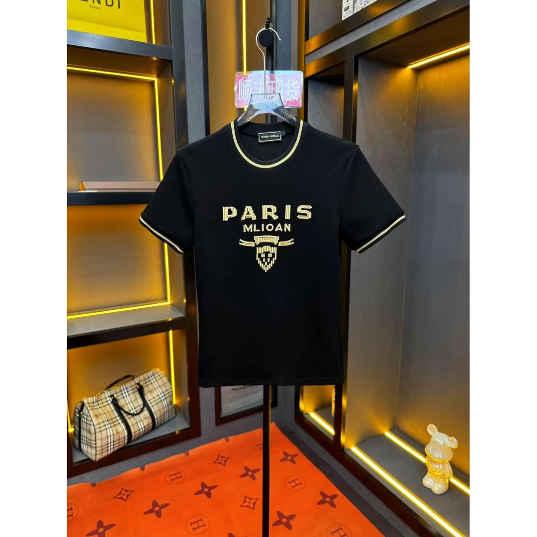 【顺丰包邮】25新款半袖上衣正肩修身欧货短袖男款打底T恤修身9168