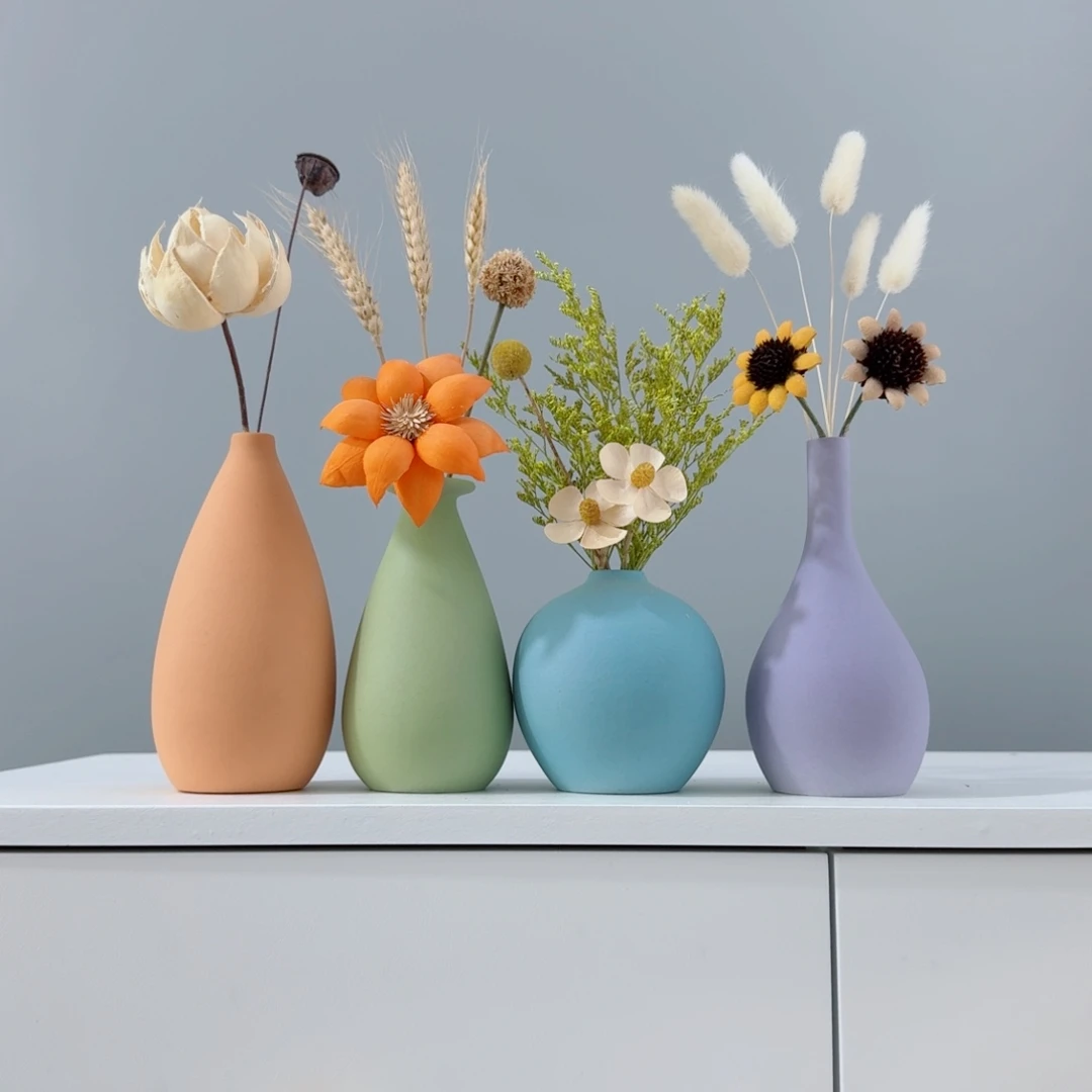摆件陶瓷小花瓶含花总含花20-30cm