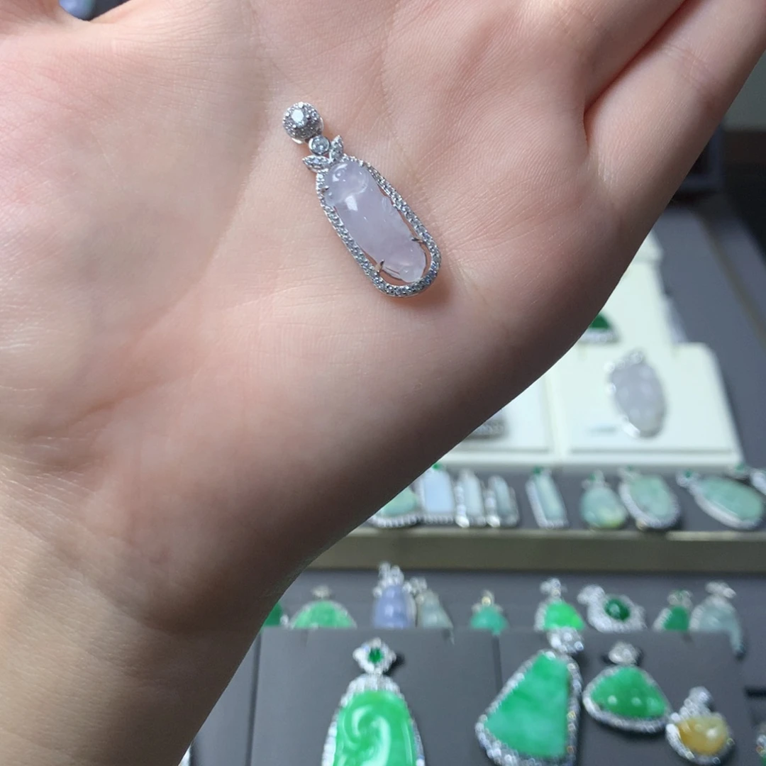 翡翠银S925镶嵌挂件