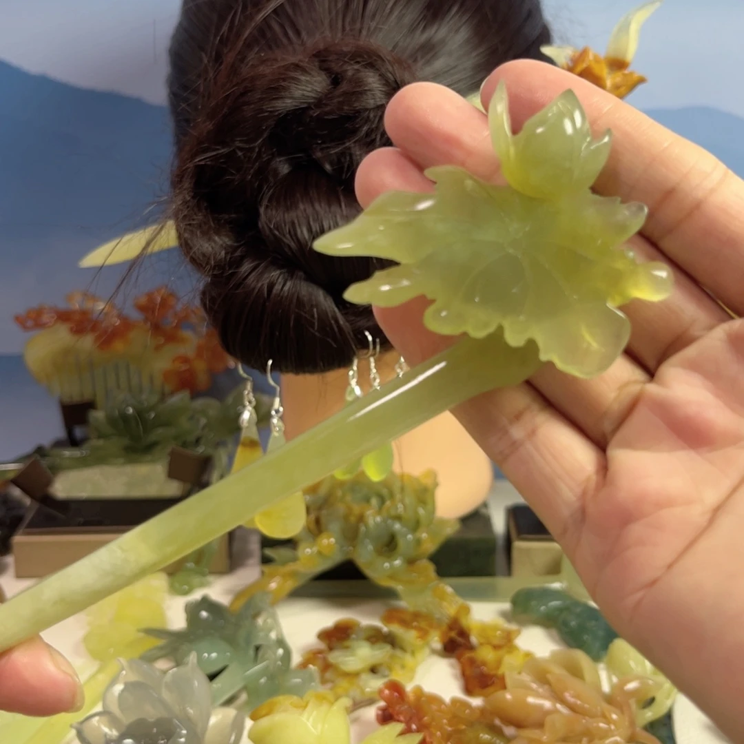 蛇纹石玉合金发饰