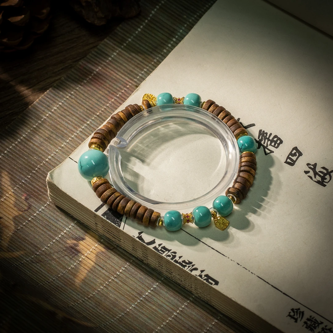 【世间臻宝】墨婉丨18K绿松石圆珠手串/12mm/Q1146/多样性发一件/6