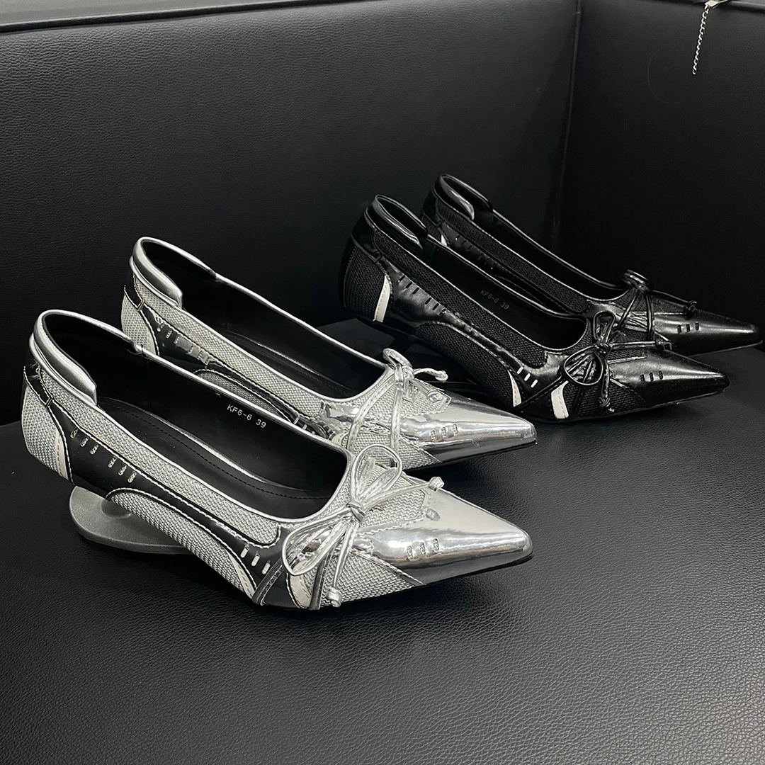 付新博女装尖头异形悬浮跟单鞋女小众设计感时尚浅口高跟鞋6998-2