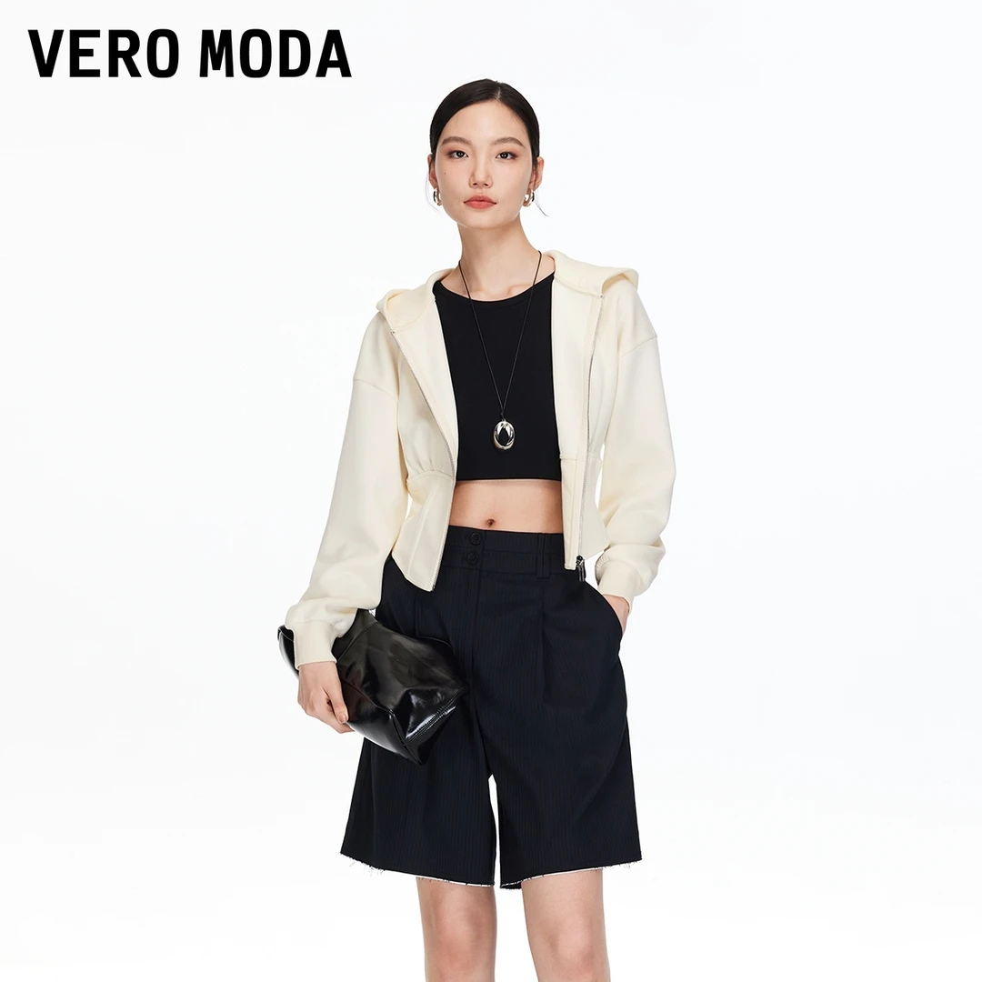 Vero Moda短外套【小蛮腰】微束腰连帽卫衣百搭流光风32531L001